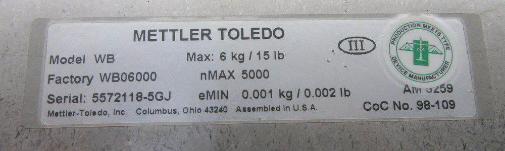 Mettler Toledo WB06 Scale Base
