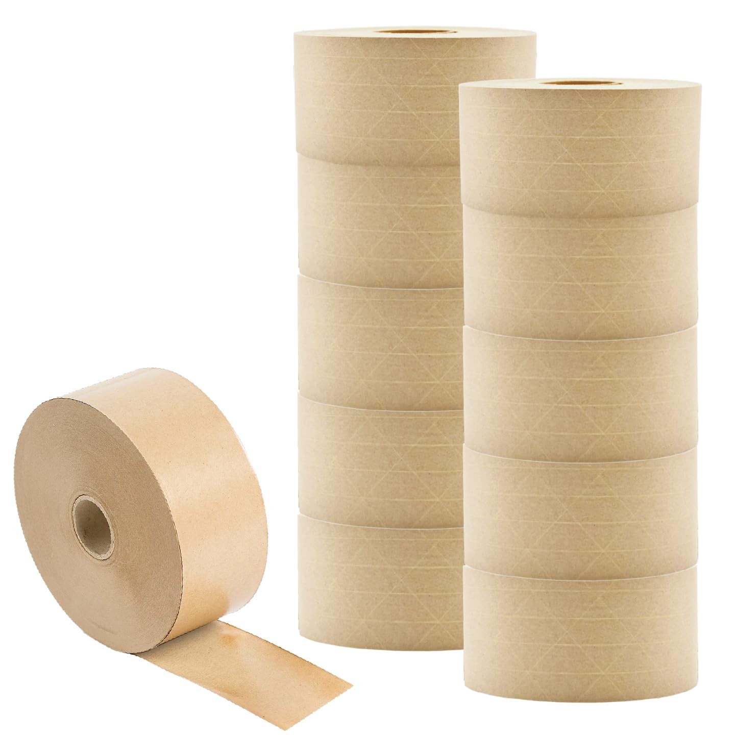LAUCO 3″ x 450′ Water Activated Gummed Tape – Kraft Packing Tape – 10 Rolls