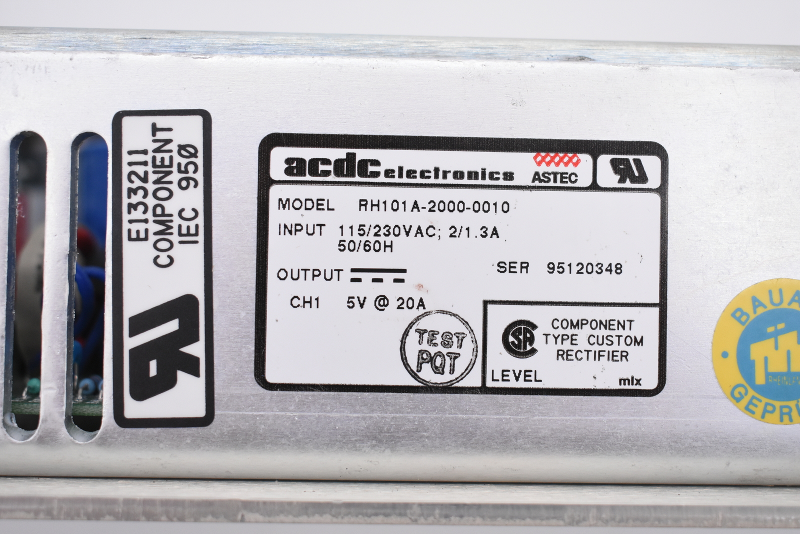 ACDC ELECTRONICS RH101A-2000-0010 ASTEC POWER SUPPLY