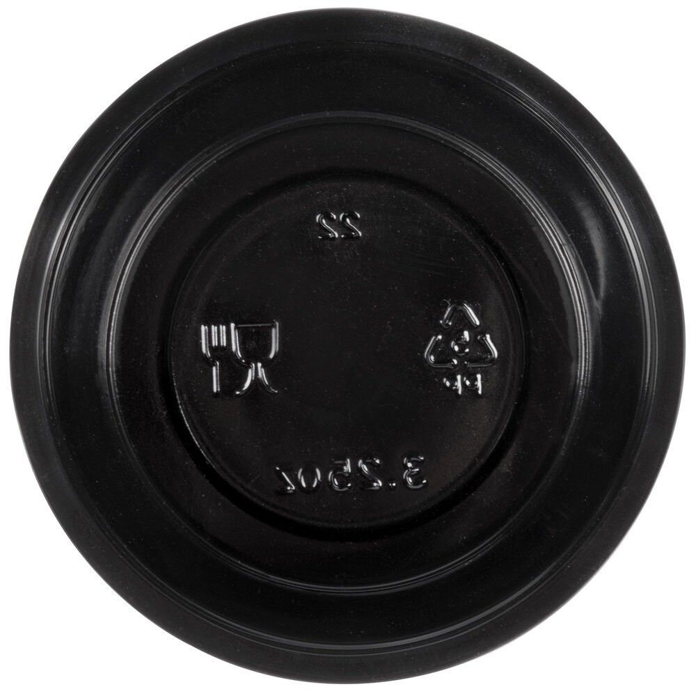 OCS Parts 100-Count Black Plastic Portion Souffle Cups with Lids | 3.25-Ounce