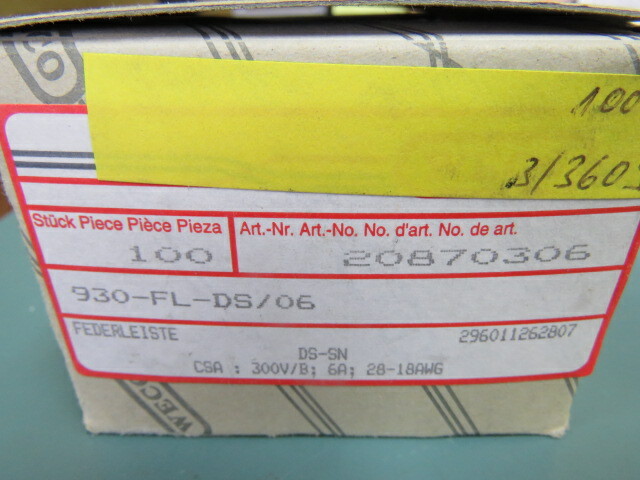 WECO 930-FL-DS/06 Qty of 25 per Lot Conn: Term Blk; PCB Plug in Screw 6 3.5 mm