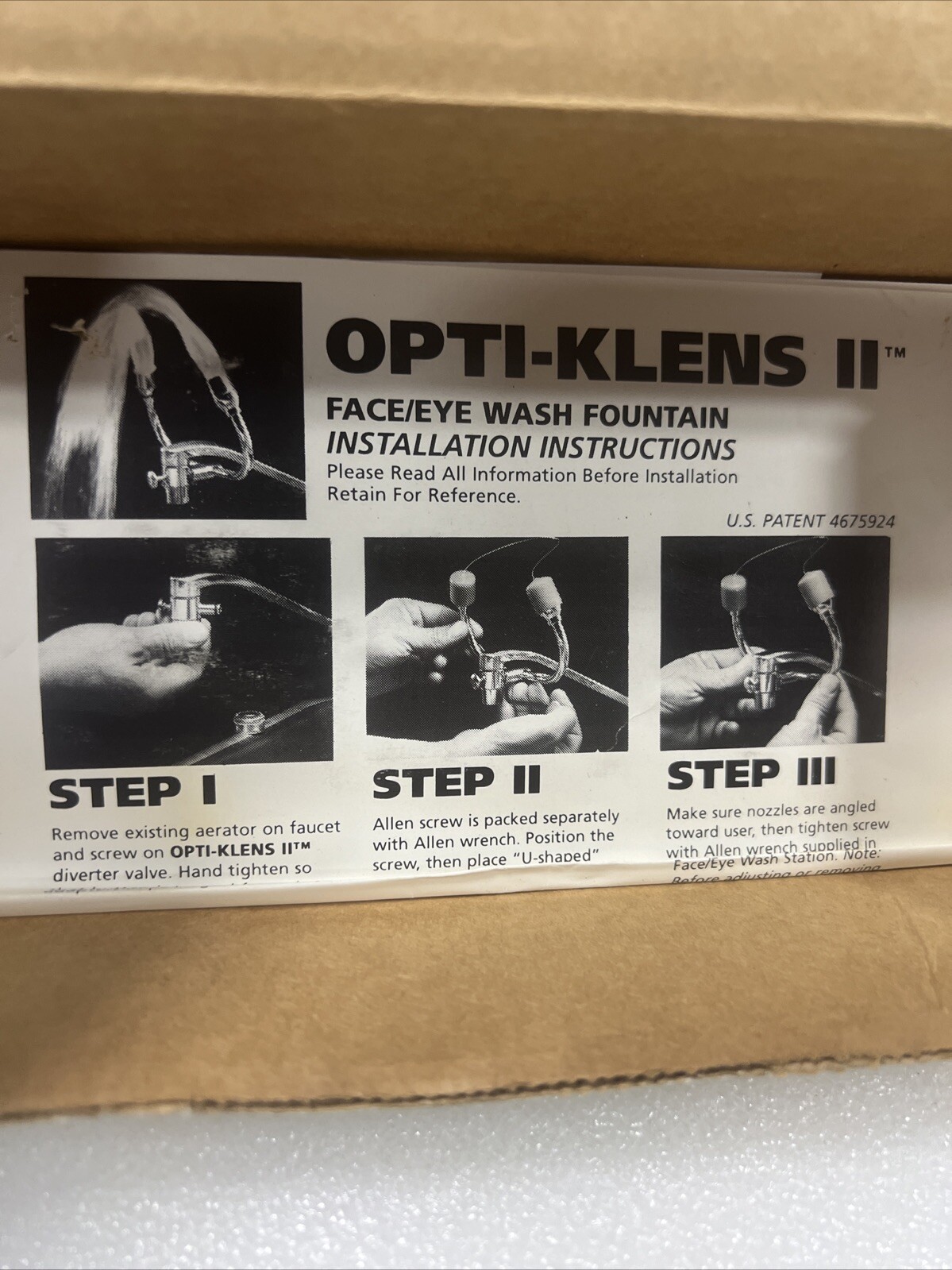 Opti Klens II LAB Eye Wash Fountain Eliminator Model *NEW*