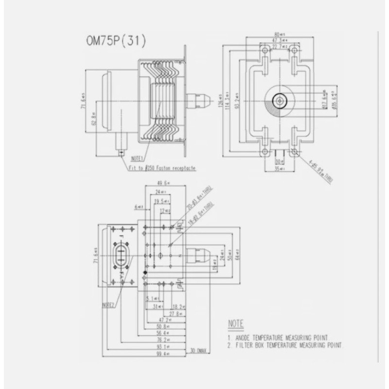 Replacement Magnetron For Samsung OM75P(31)ESGN Drying Air-cooled Magnetron
