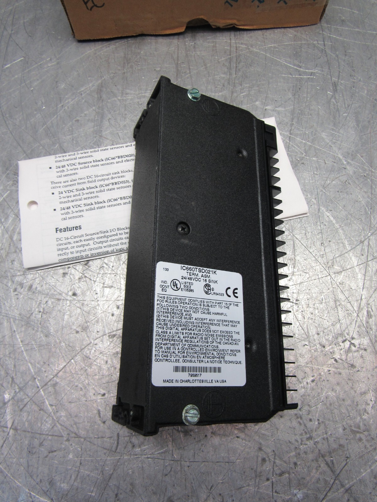 GE FANUC 16PT SINK TERMINAL ASM 24/48VDC IC660TSD021K NEW IN BOX !! OLD STOCK !!