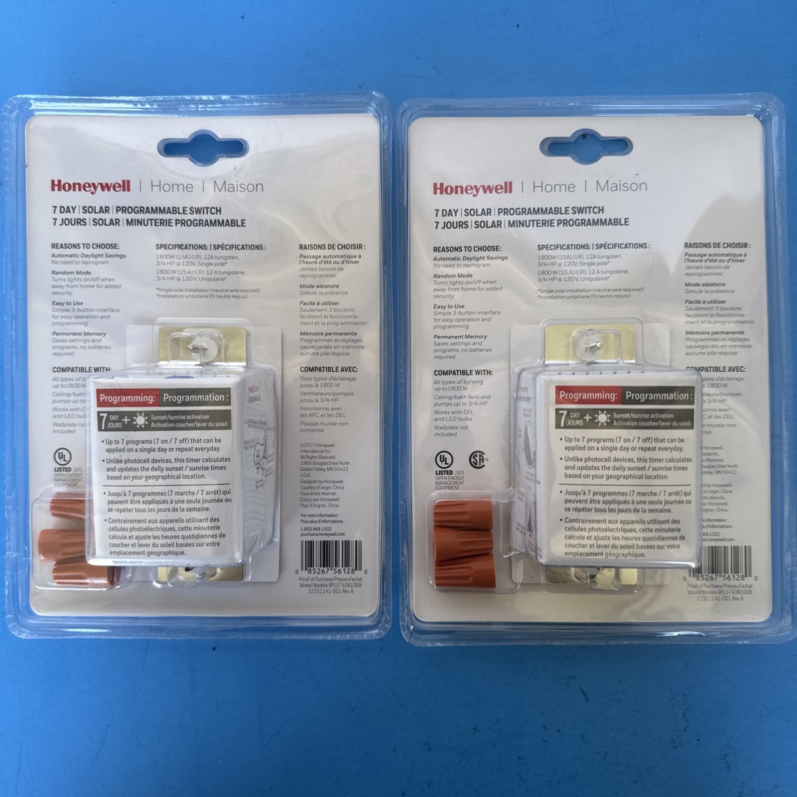 Honeywell 120-Volt 7-Day In/Out Motor & Light Switch Timer RPLS740B Lot Of 2