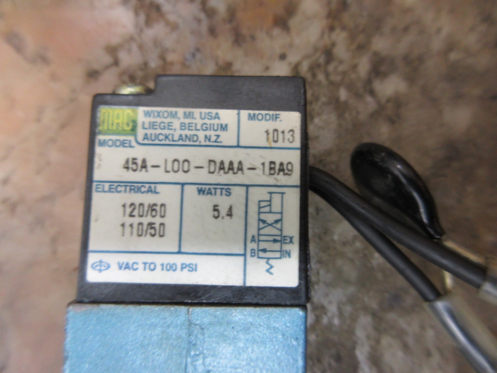 1996 HAAS VF-1 CNC VERTICAL MILL MAC 45A-L00-DAAA-1BA9 VALVE EACH 1