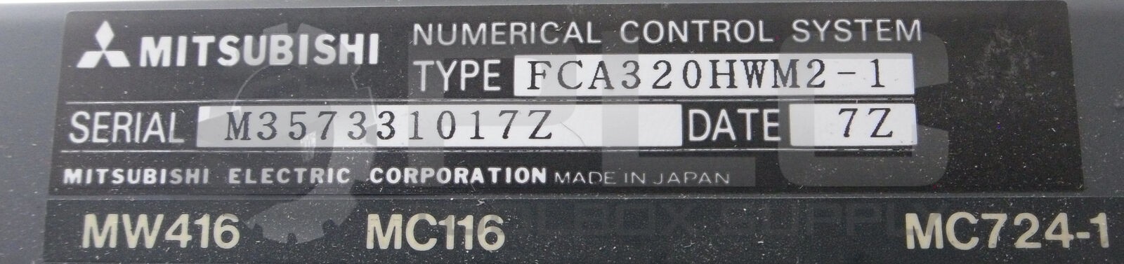 MITSUBISHI FCA320HWM2-1 NUMERICAL CONTROL SYSTEM RACK