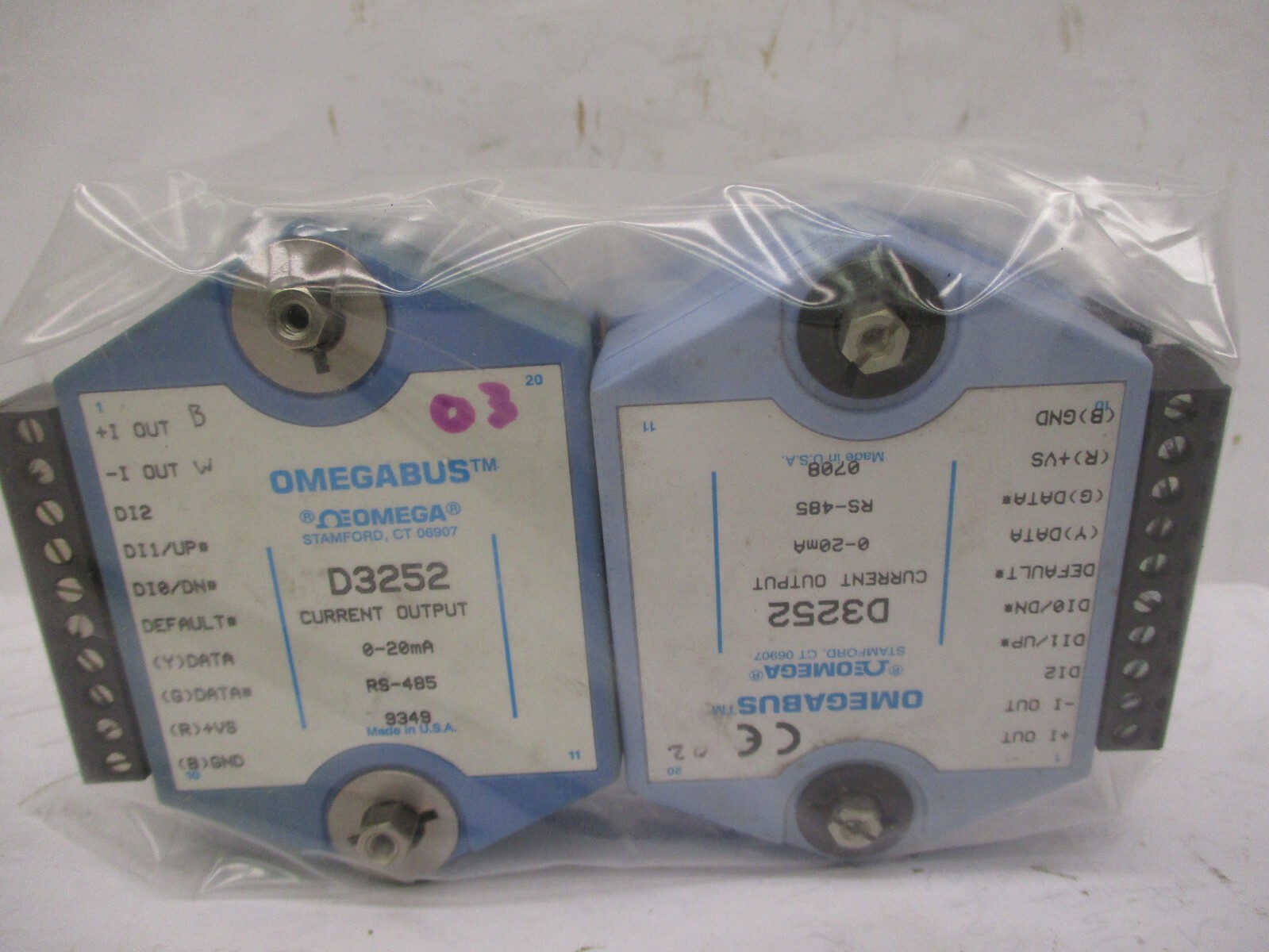 Lot of 4 Pieces Omegabus D3252 0-20mA RS-485 A4146WVS