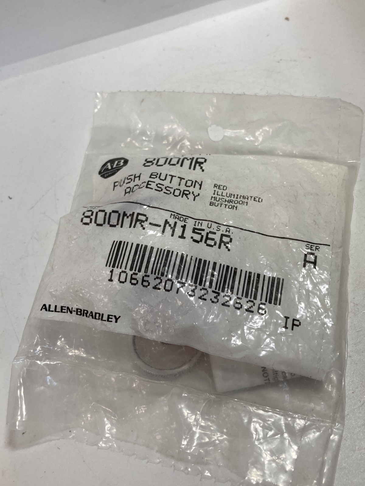 ALLEN BRADLEY 800MR-N156R PUSHBUTTON OPERATOR RED ILLUMINATED MUSHROOM SER A NIB