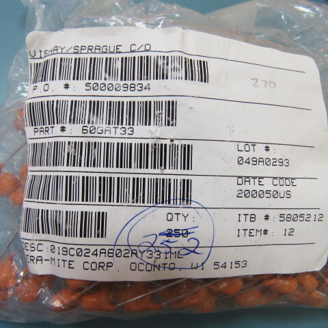 SPRAGUE/VISHAY 60GAT33 Qty of 50 per Lot 330 pF �20% 6000V (6kV) Ceramic Capac