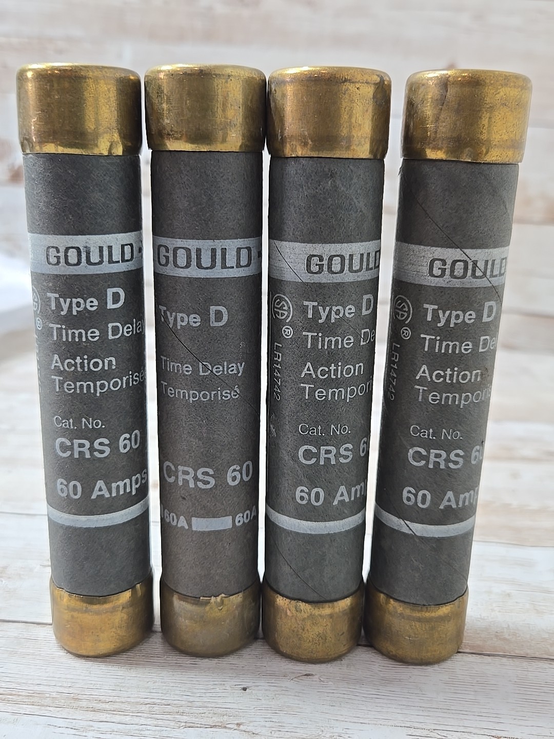 GOULD CRS 60 TYPE D TIME DELAY FUSE 60AMPS 600V lot of 4