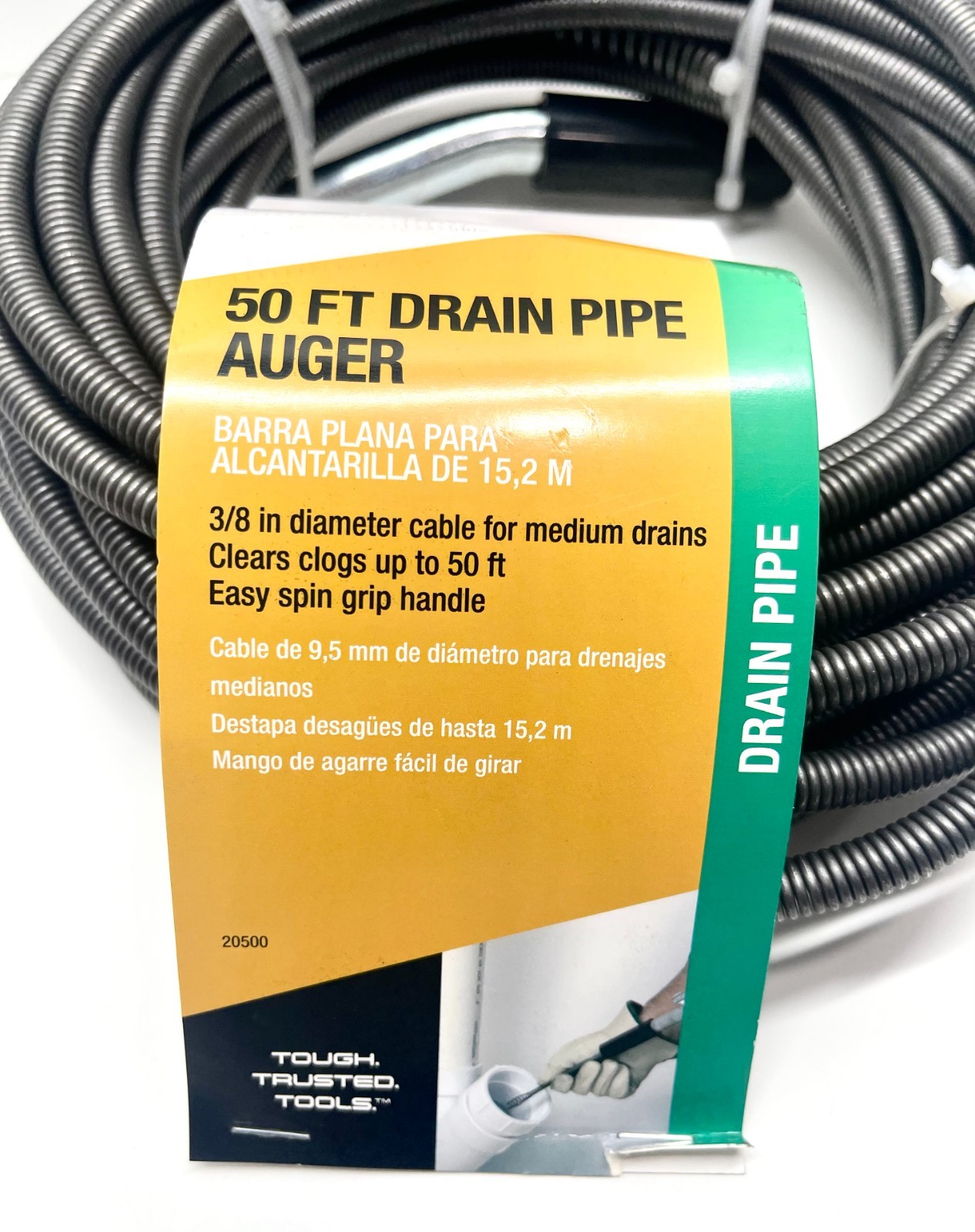 NEW – Cobra Tools 3/8″ x 50′ Drain Sewer Pipe Auger, 20500