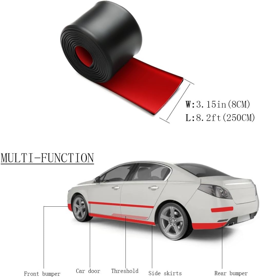 8.2ft*3.15in Side Skirts for Cars Universal,Universal Rubber Anti-Scratch Sid…