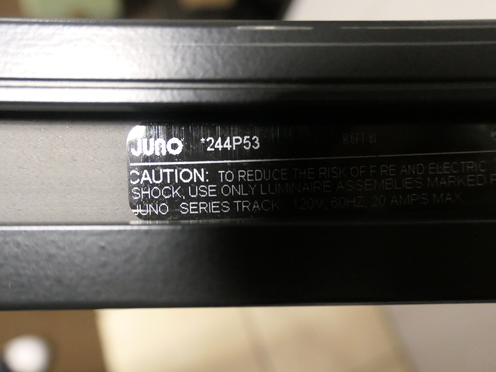 JUNO Trac-Lites R6FTBL 6 Ft Track Light Section Black Finish 244P53