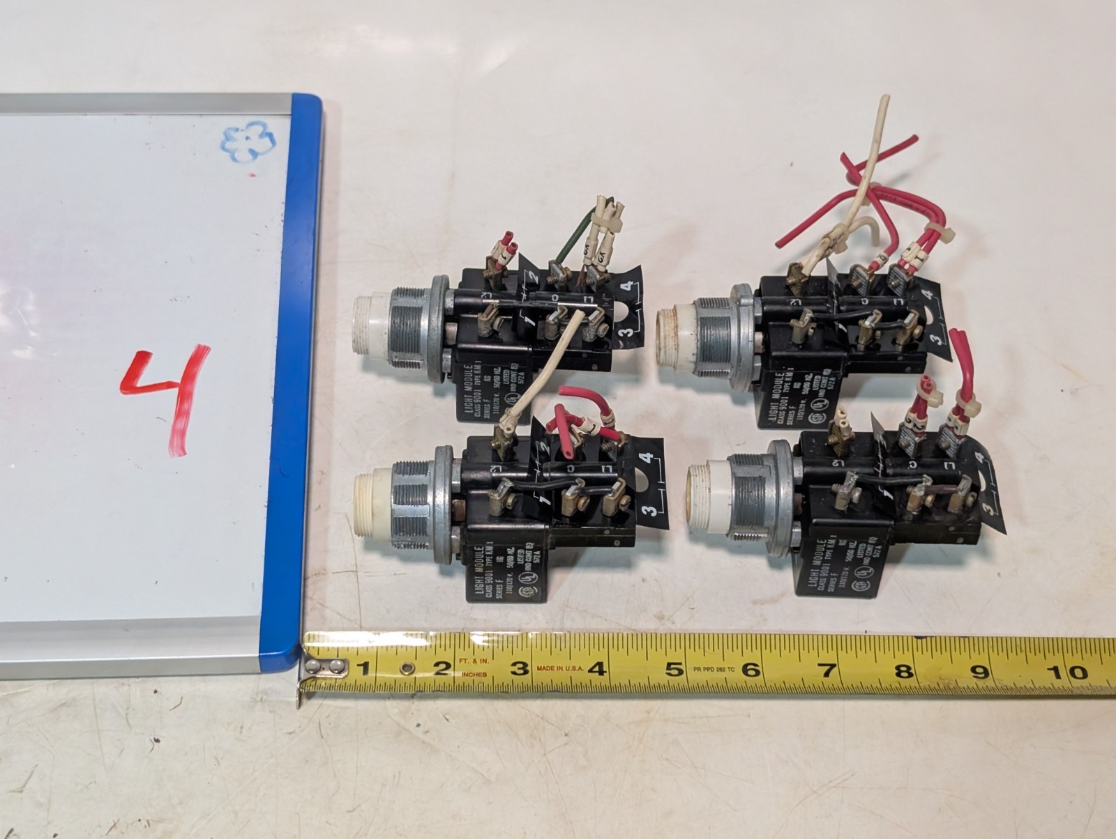 Lot of 4 assorted Square D 9001-KM-1 and KA-1 light/lamp pilot duty modules