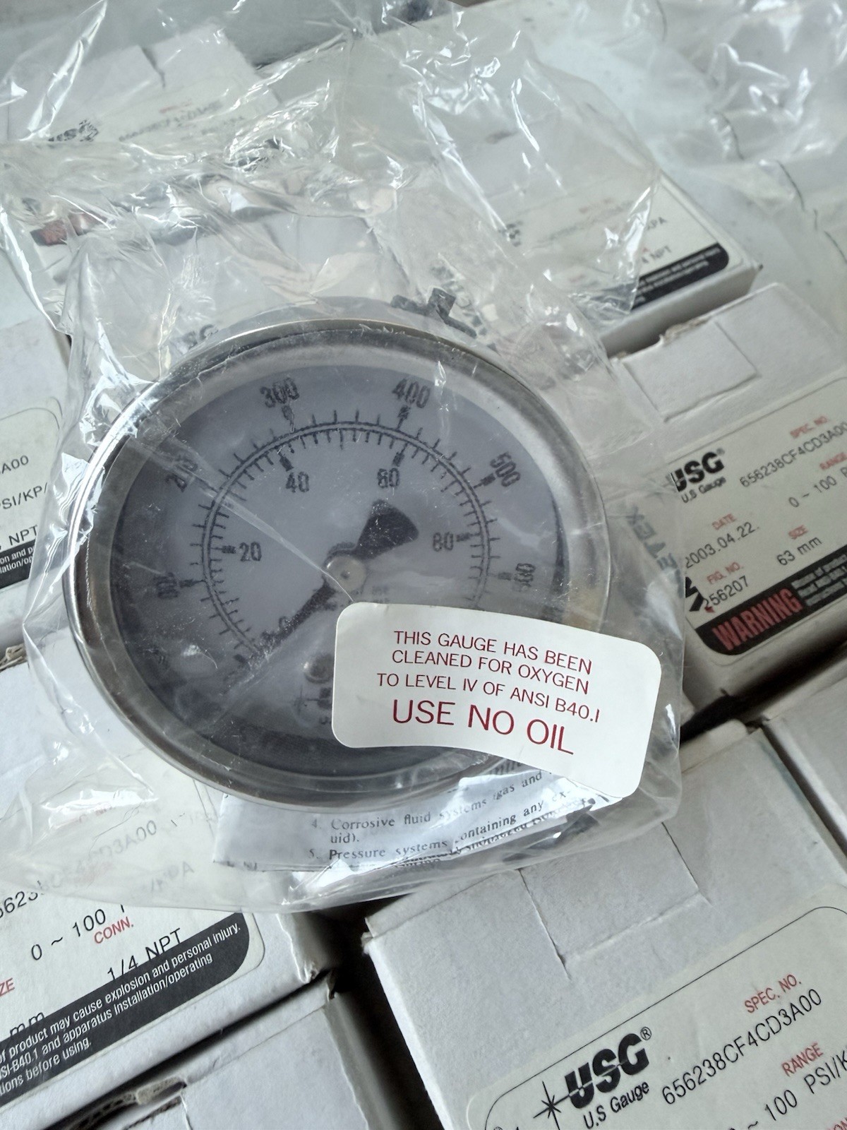 LOT OF 10, AMETEK USG GAUGE 256207, 0-100 PSI/KPA 1/4″ NPT, SST, 656238CF4CD3A00