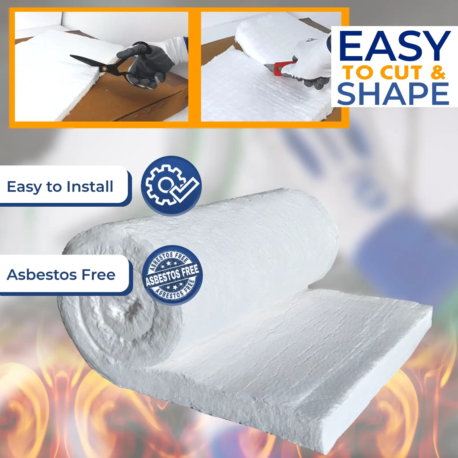 Ceramic Fiber Insulation Blanket Wool Thermal 2400F 8# 2″ x 24″ x 6.20′