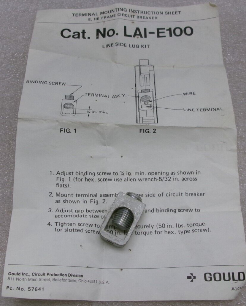 Lot of THREE (3) Gould Line Side Lug Kits LAI-E100 #641R