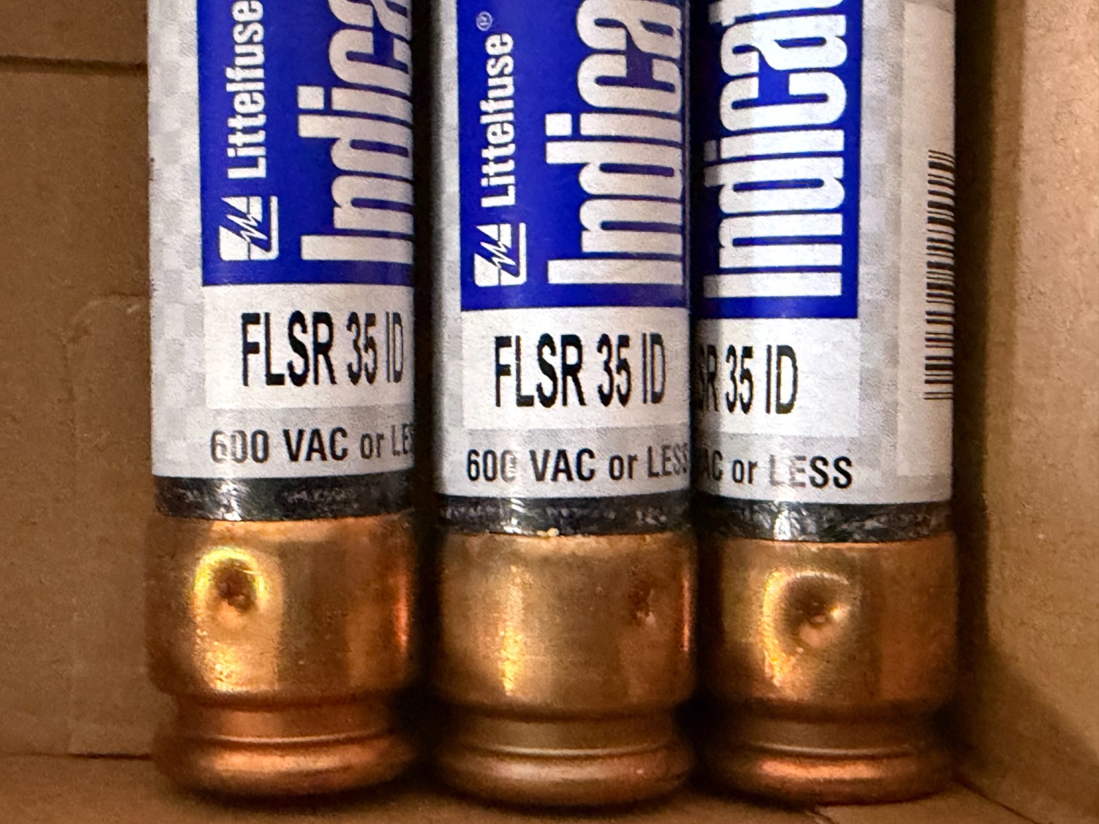 LOT OF 3 NEW LITTELFUSE FLSR 35 ID INDICATOR FUSE 600VAC 35A