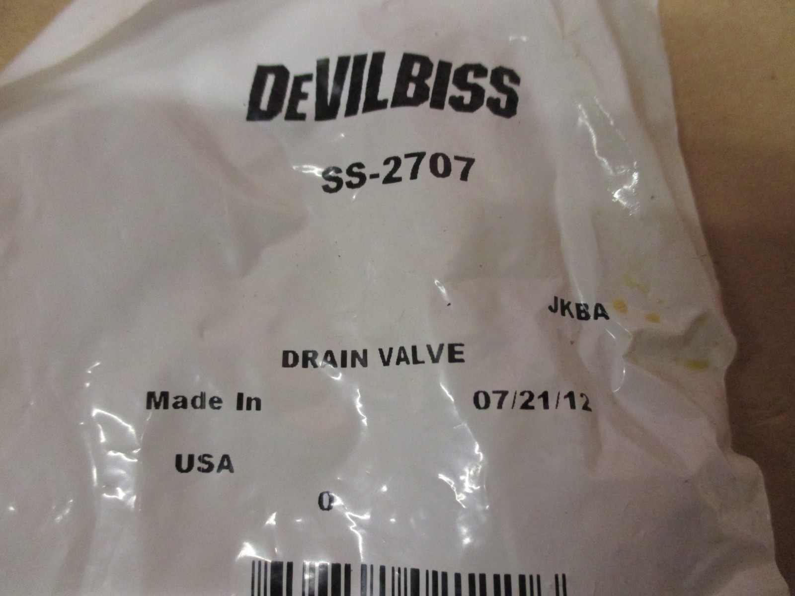 SS-2707 DRAIN VALVE DEVILBISS NEW