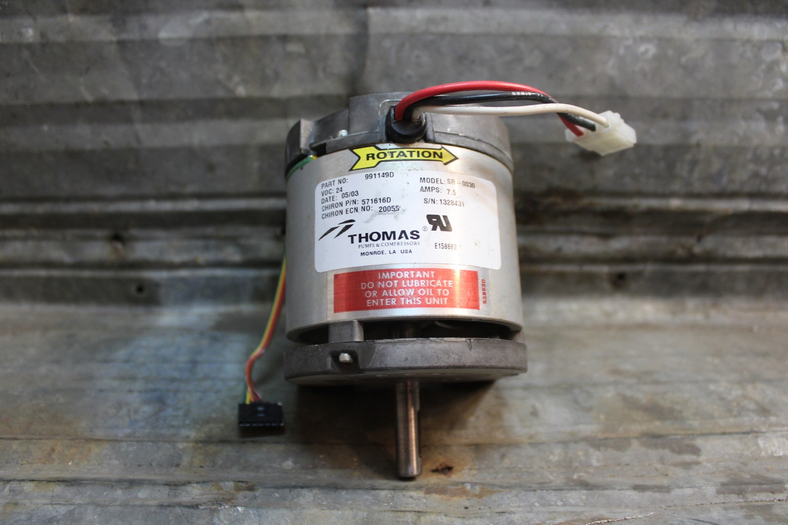 Thomas Pump Motor Model SR-0030 – 24VDC – 7.4A