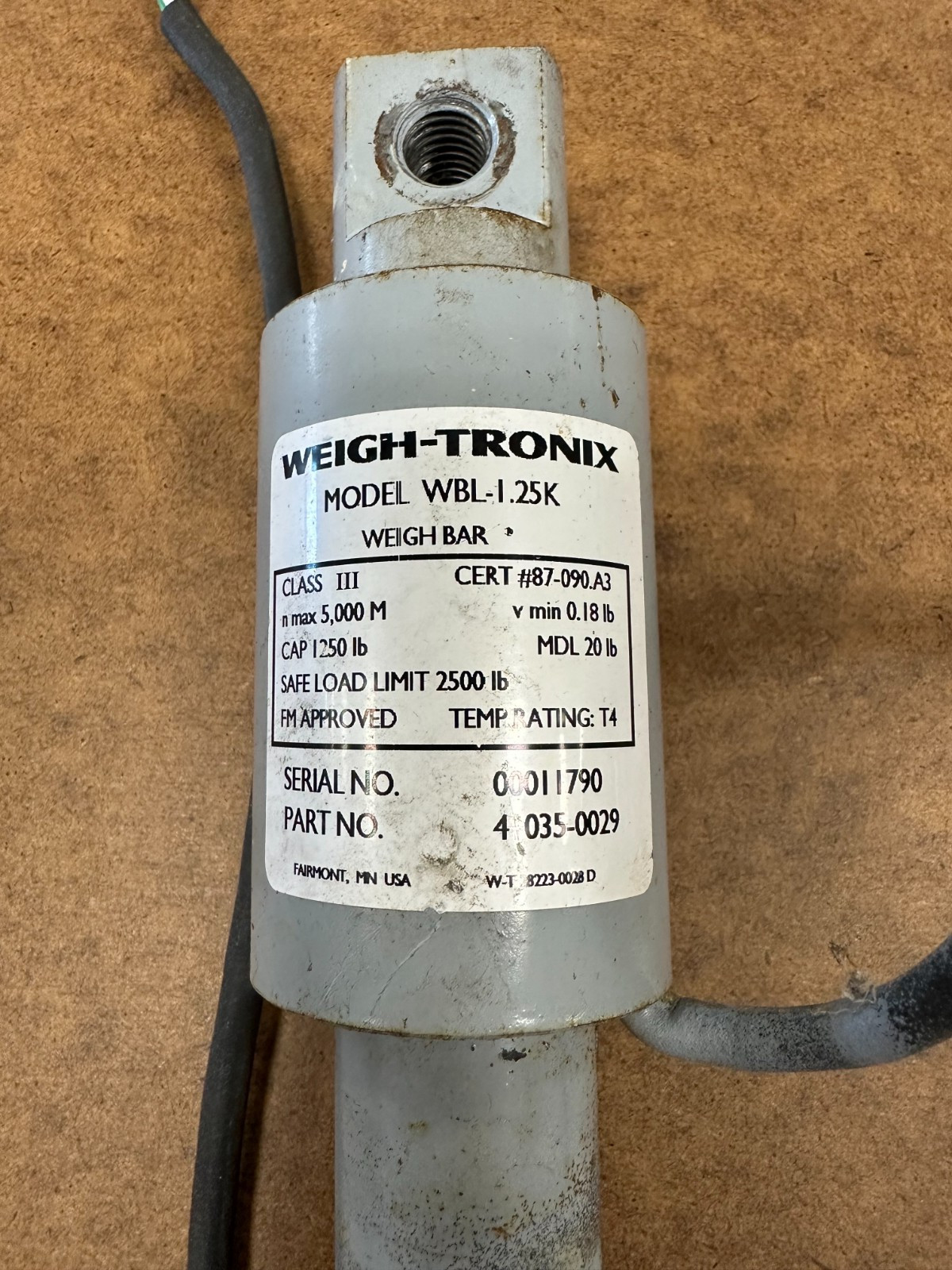 Weigh-Tronix Weigh Bar – WBL-1.25K – PN 41035-0029 – 1250lb