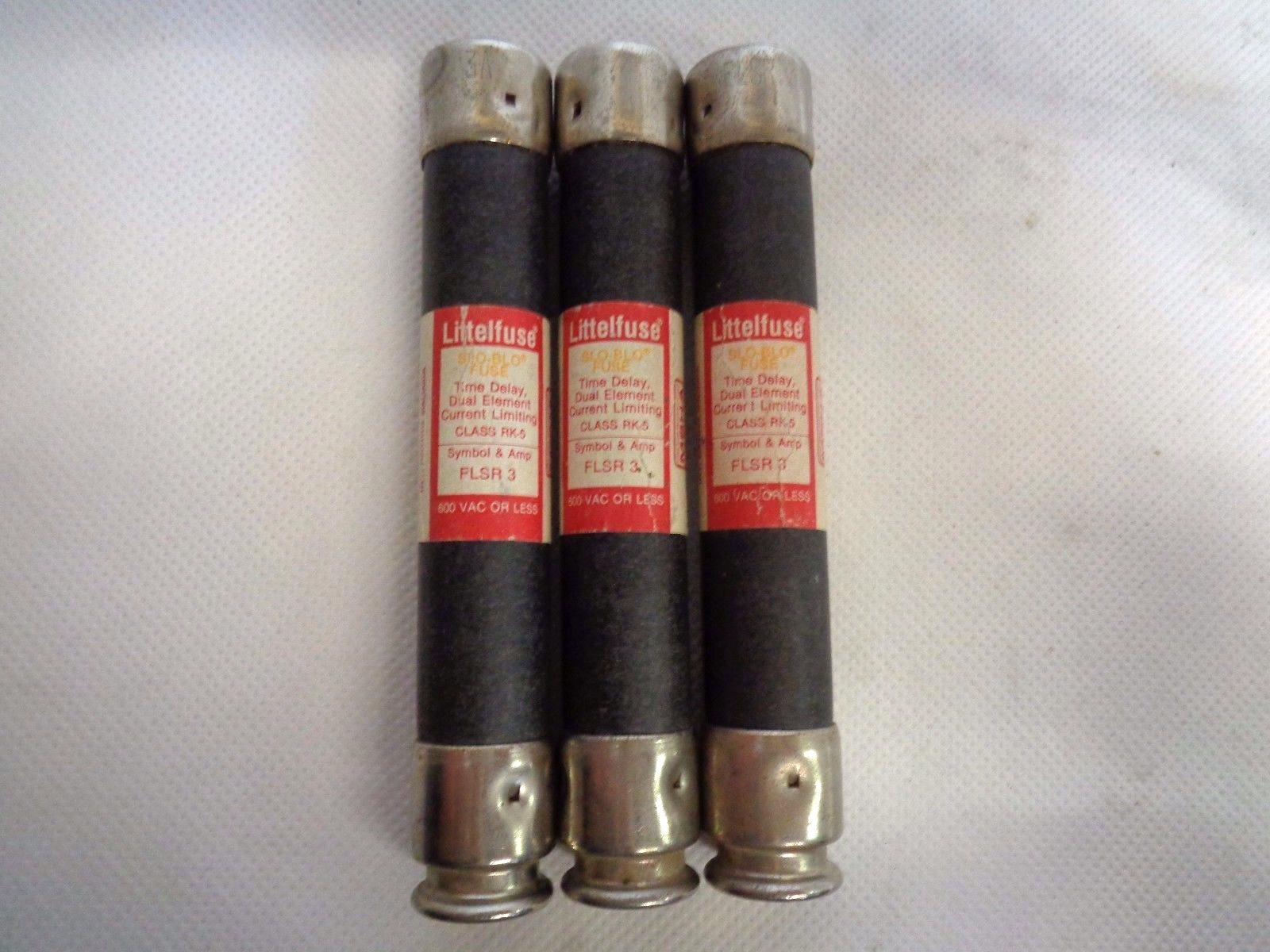 NEW LOT OF 3 LITTELFUSE FLSR3 SLO-BLO TIME DELAY FUSE