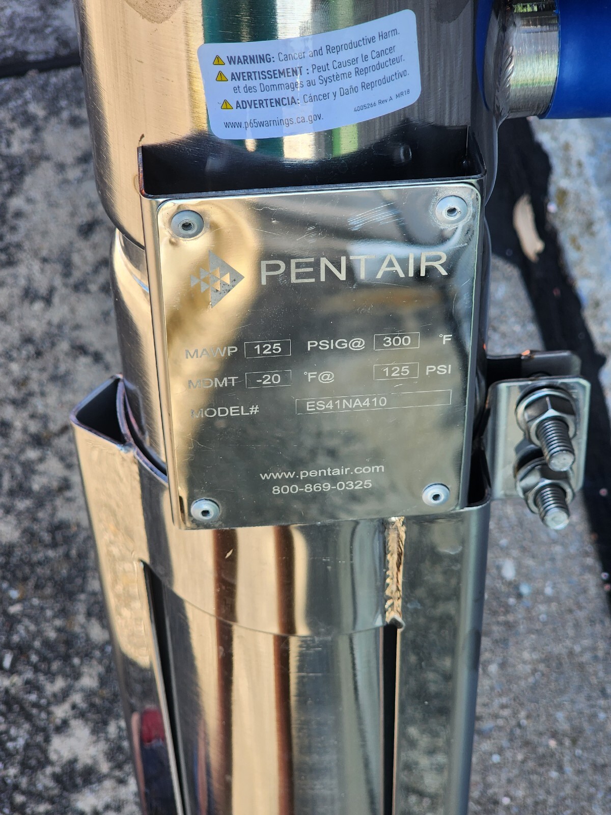 PENTAIR/PENTEK ES41NA410-75 Bag Filter Housing 304 Stainless Steel Bag Trade Siz