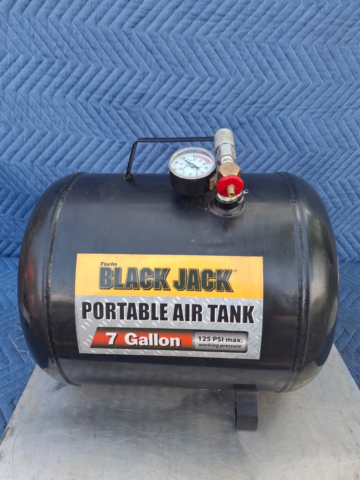 Torin Black Jack Steel Portable Horizontal Air Compressor Tank 7 Gal 125 Psi