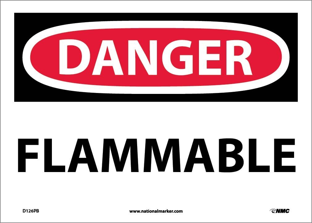 NMC D126PB DANGER FLAMMABLE 14 in. x 10 in. PS Vinyl Danger Sign with