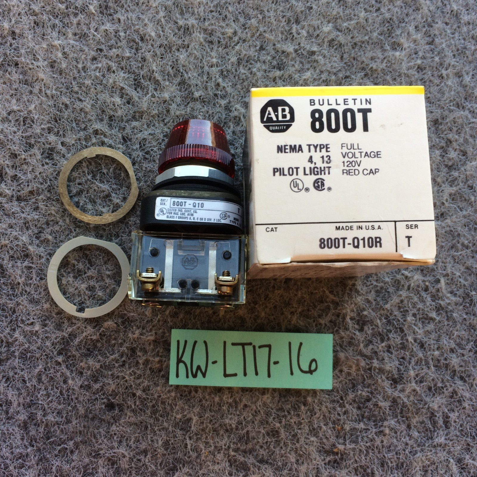 ALLEN BRADLEY 800T-Q10R PILOT LIGHT RED 120V FULL VOLTAGE SERIES T NIB