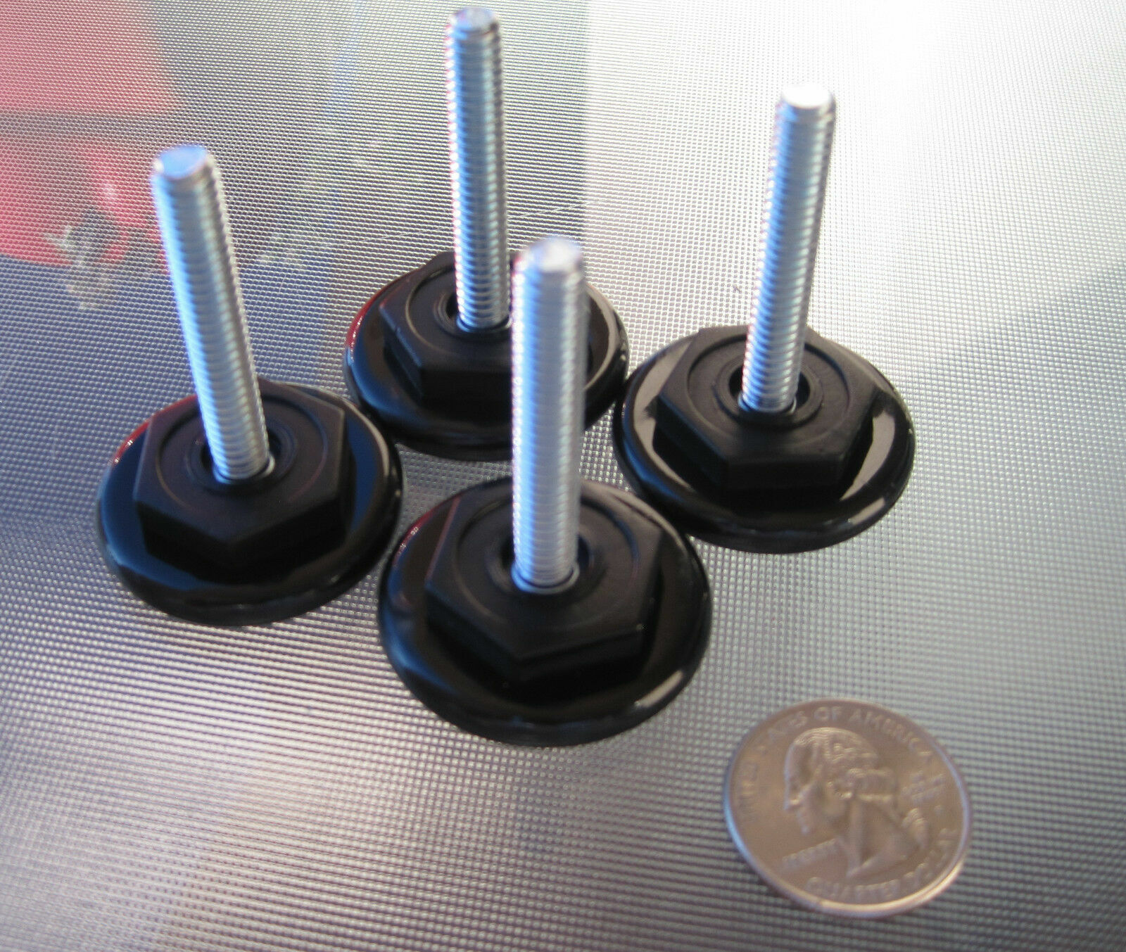 4pc Rigid Leveling Foot Threaded Glide Feet, 1.5″ 1/4-20 Stud 1.375 Appliance