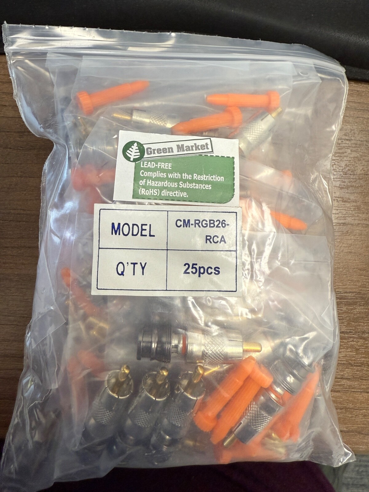 CM-RGB 26-RCA CONNECTOR 26 AWG NICKEL – 5 PER BAG