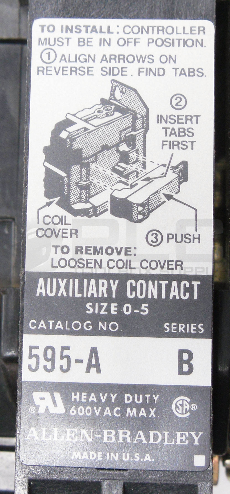 ALLEN BRADLEY 509-AOD /B W/ CB236 W/ 42185-800-01 W/ 595-A /B W/ W36 595-A02 /A