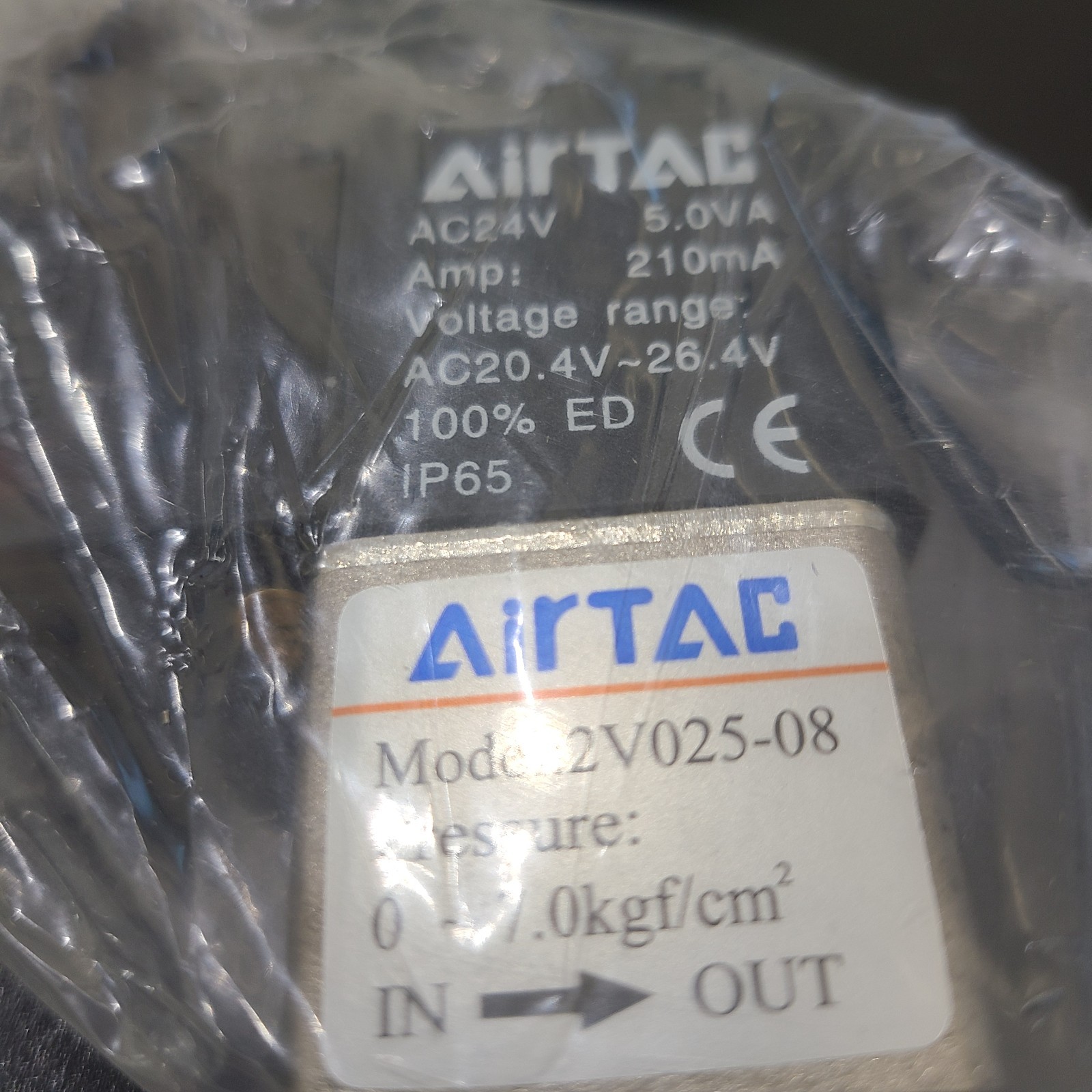 AirTAC 2V025-08 Solenoid Valve 1/4 FPT 24VAC 2 Way Brass