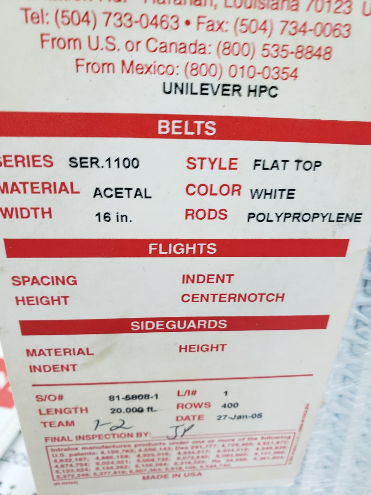 INTRALOX 81-5808-1 COLOR WHITE 20 FT