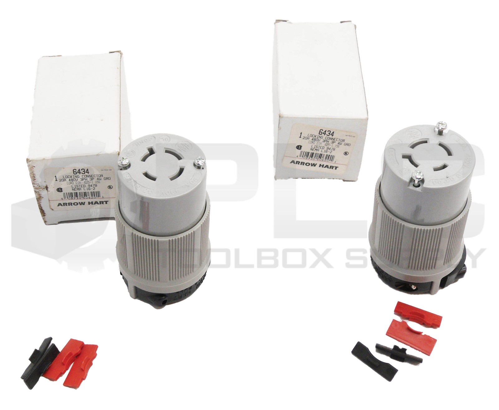 LOT OF 2 NEW ARROW HART 6434 LOCKING CONNECTORS 20A 480V 3PH 3P 4W