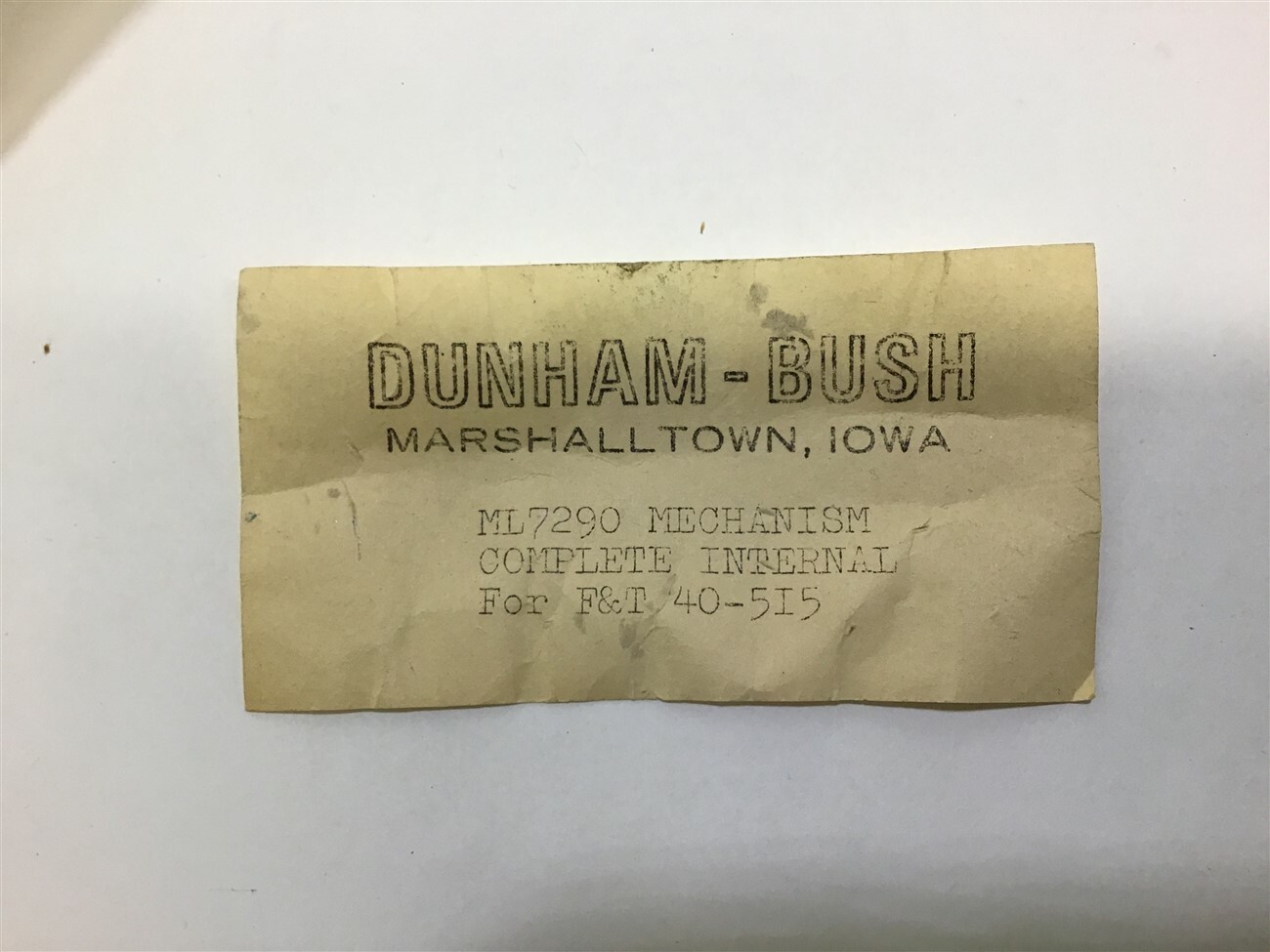 Dunham-Bush ML7290 Mechanism Complete Internal for F&T 40-5I5