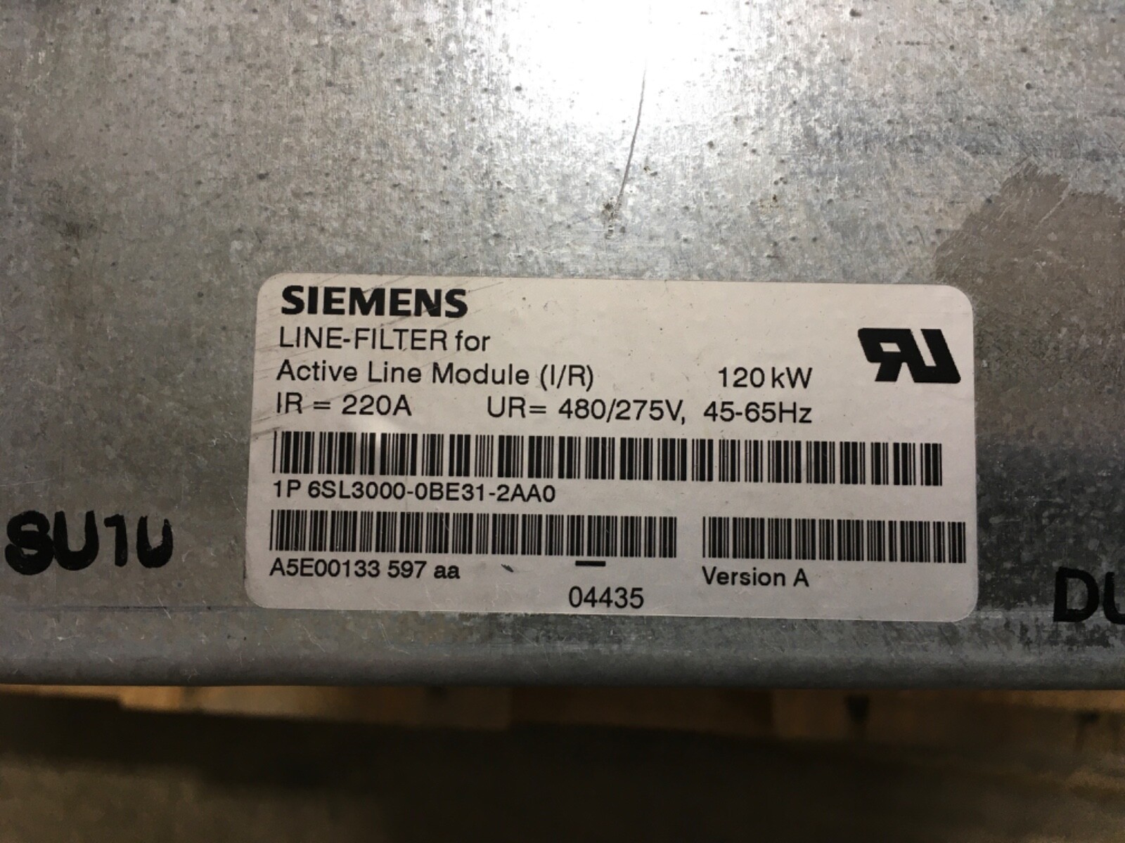 Siemens 1P 6SL3000-0BE21-2AA0, 120kW, 480/275V, 220A, 45-65Hz Line Filter (KB)