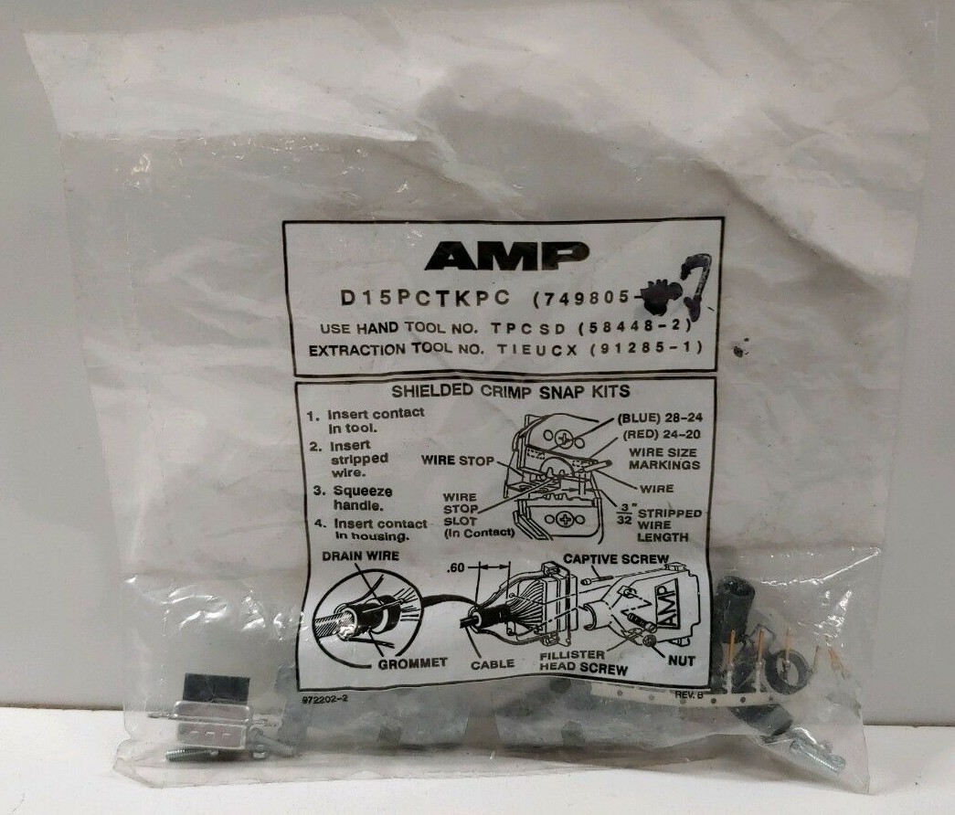 LOT OF 4 NEW OLD STOCK! AMP SHIELDED CRIMP SNAP KITS 749805-7 D15PCTKPC
