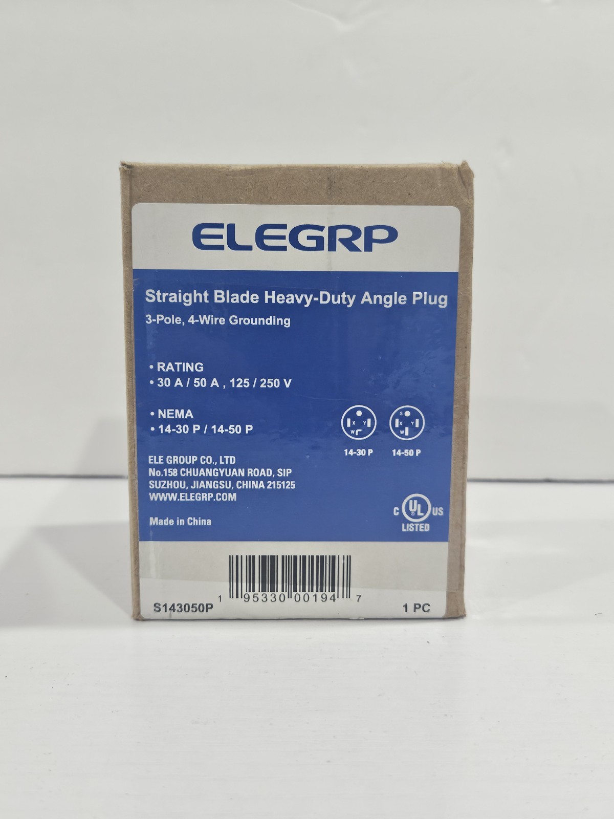 ELEGRP 30A/50A 125/250V 3-Pole/4-Wire NEMA 14-30P/14-50P Grounded Plug, Black