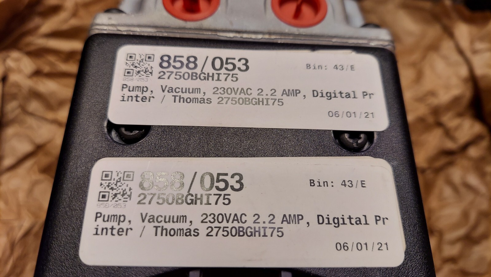 Rebuilt Thomas 2750BGHI75 Vacuum Pump 230VAC 2.2 AMP