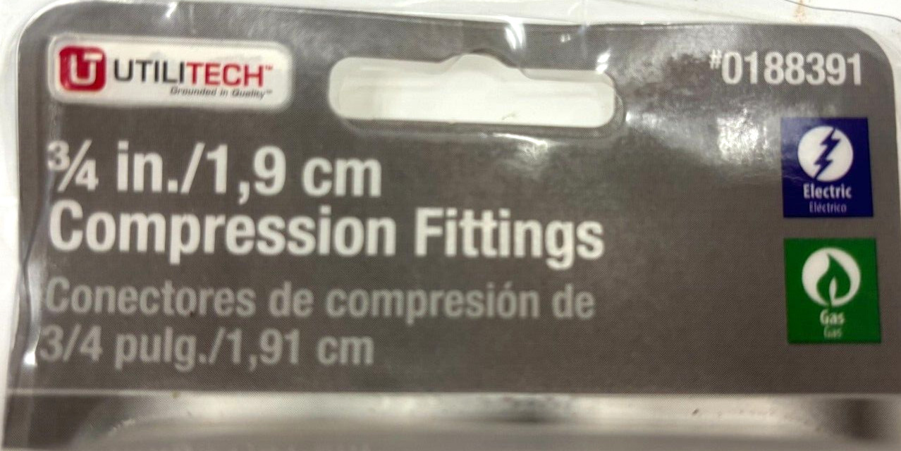 UTILITECH 0188391 COMPRESSION FITTINGS 3/4″ ***LOT OF 2***