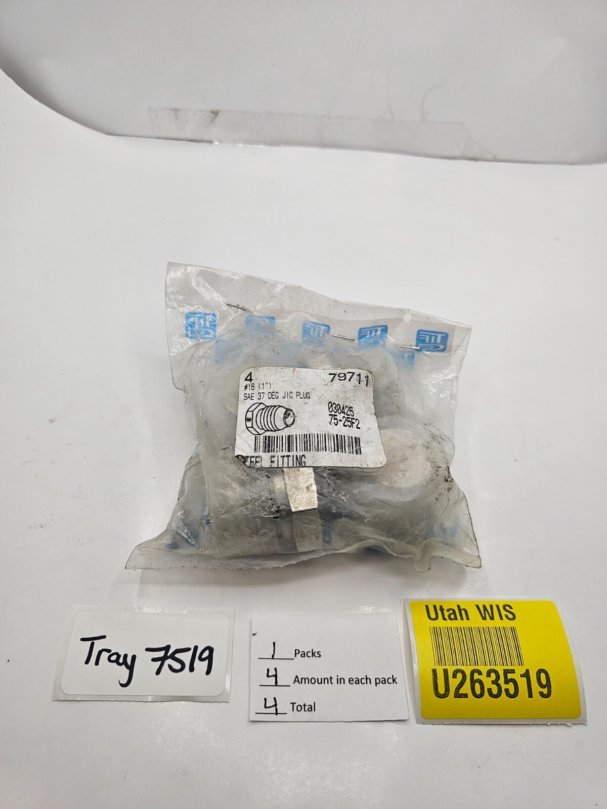 ( QTY 4 ) 1” JIC 37 Degree Flare Male Plug Jic Plug Steel Fitting 79711
