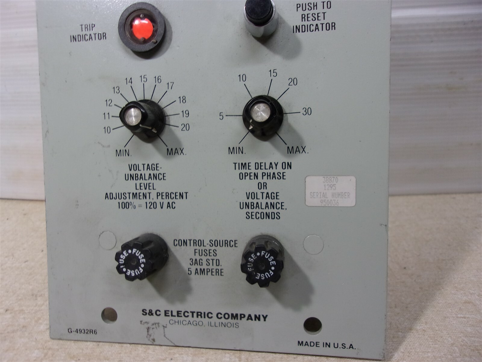 S&C Open Phase Detector Type SPD 38870R3-A *FREE SHIPPING*