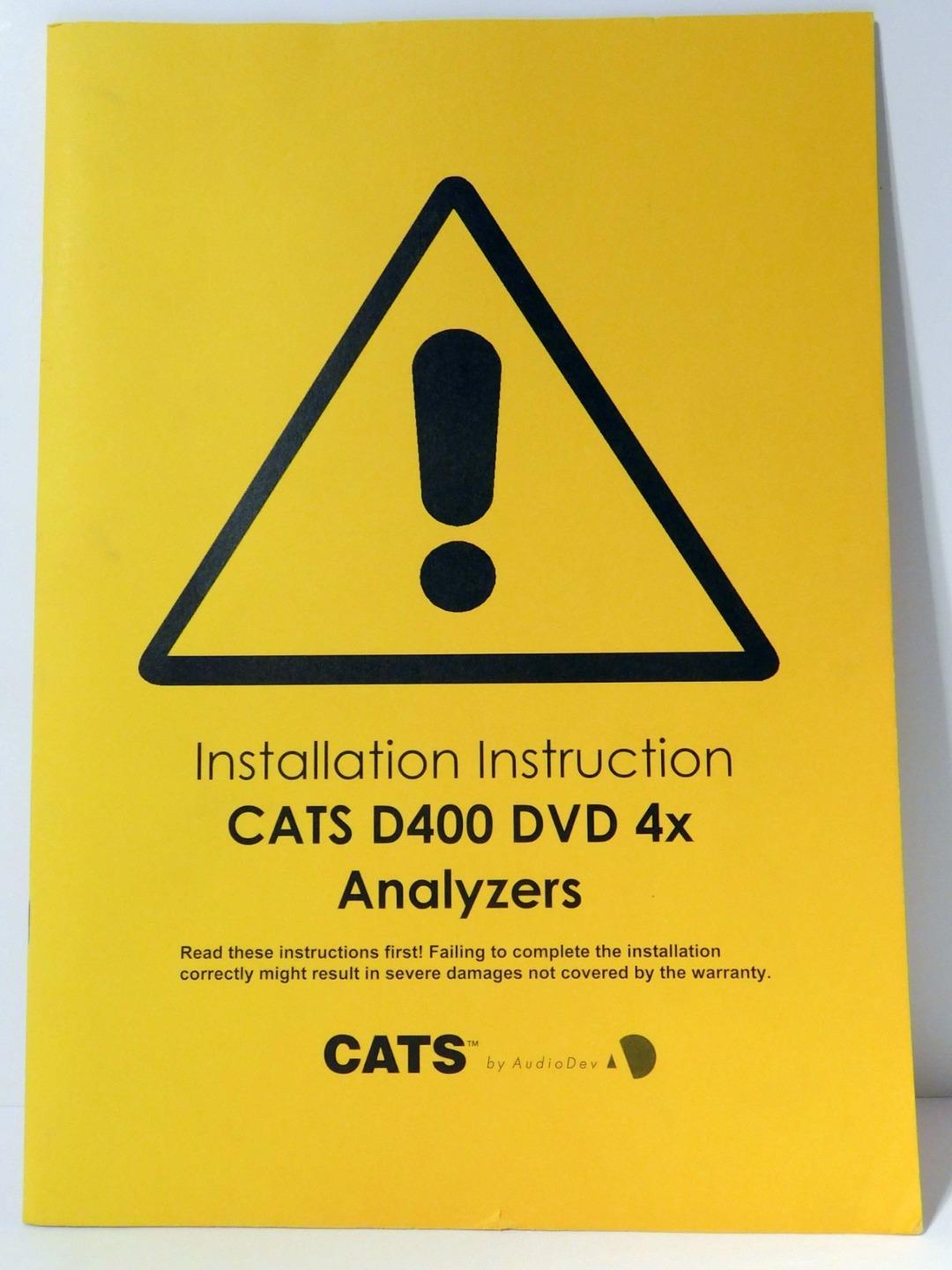 Audio Development Installation Instruction Manual CATS D400 DVD 4x Version 1.0