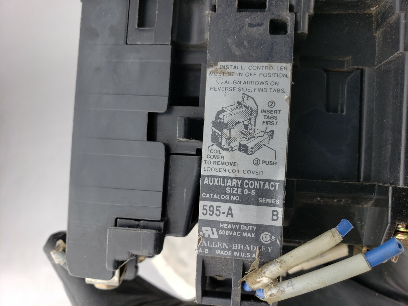 Allen Bradley 509-AOD Nema Size 0 120V Coil CB236 – Motor Starter On Off 595-A