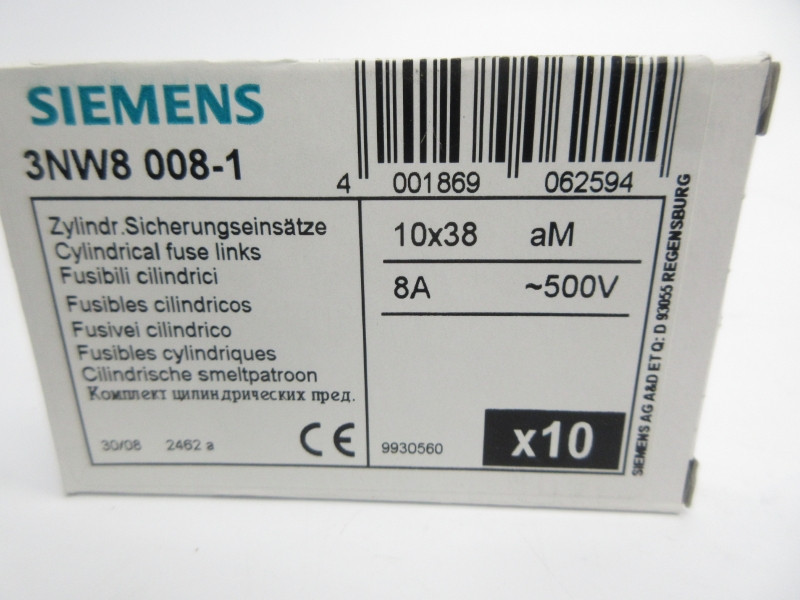 SIEMENS 3NW8008-1 500V 8A (PKG OF 10) NSMP