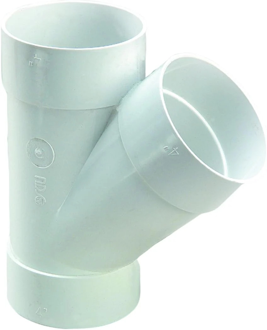 NDS 64P08 6″ x 6″ x 4″ PVC 45D Wye Hub x Hub x Hub Reducing Sewer Drain
