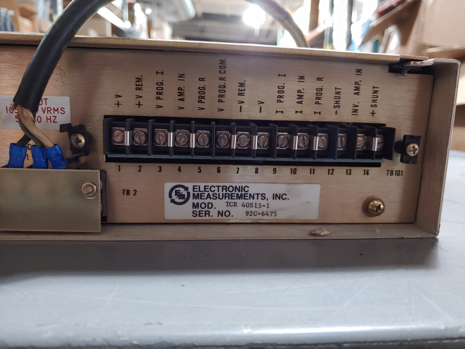 ELECTRONIC MEASUREMENT TCR40S154 0-40VDC 15A Variable TCR Power Supply